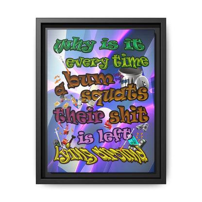 the bum's shit - framed canvas art (grey-pink wave)