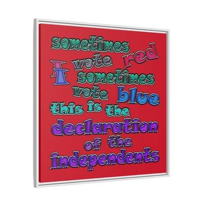 declaration of the independents - framed canvas art (dark red)