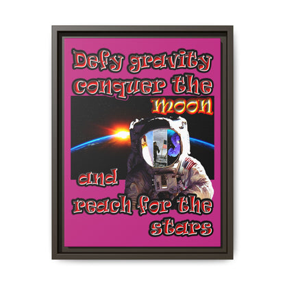 defy conquer reach - framed canvas art (pink)