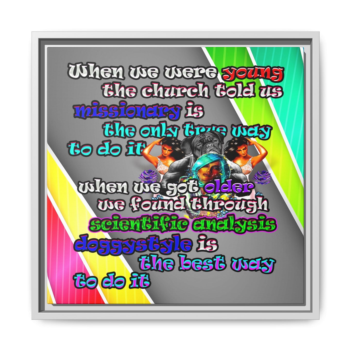 doggystyle - framed canvas art (rainbow split)