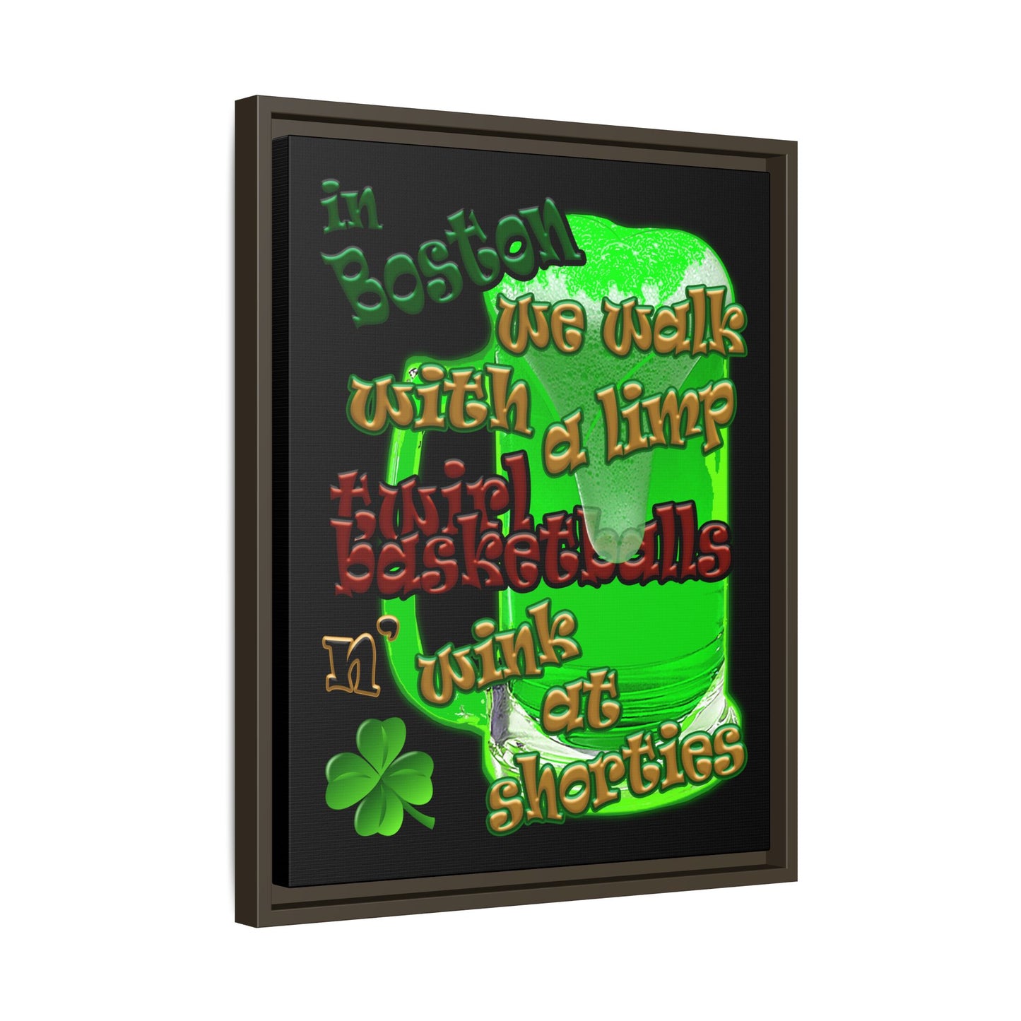 celtics logo - framed canvas art (black)