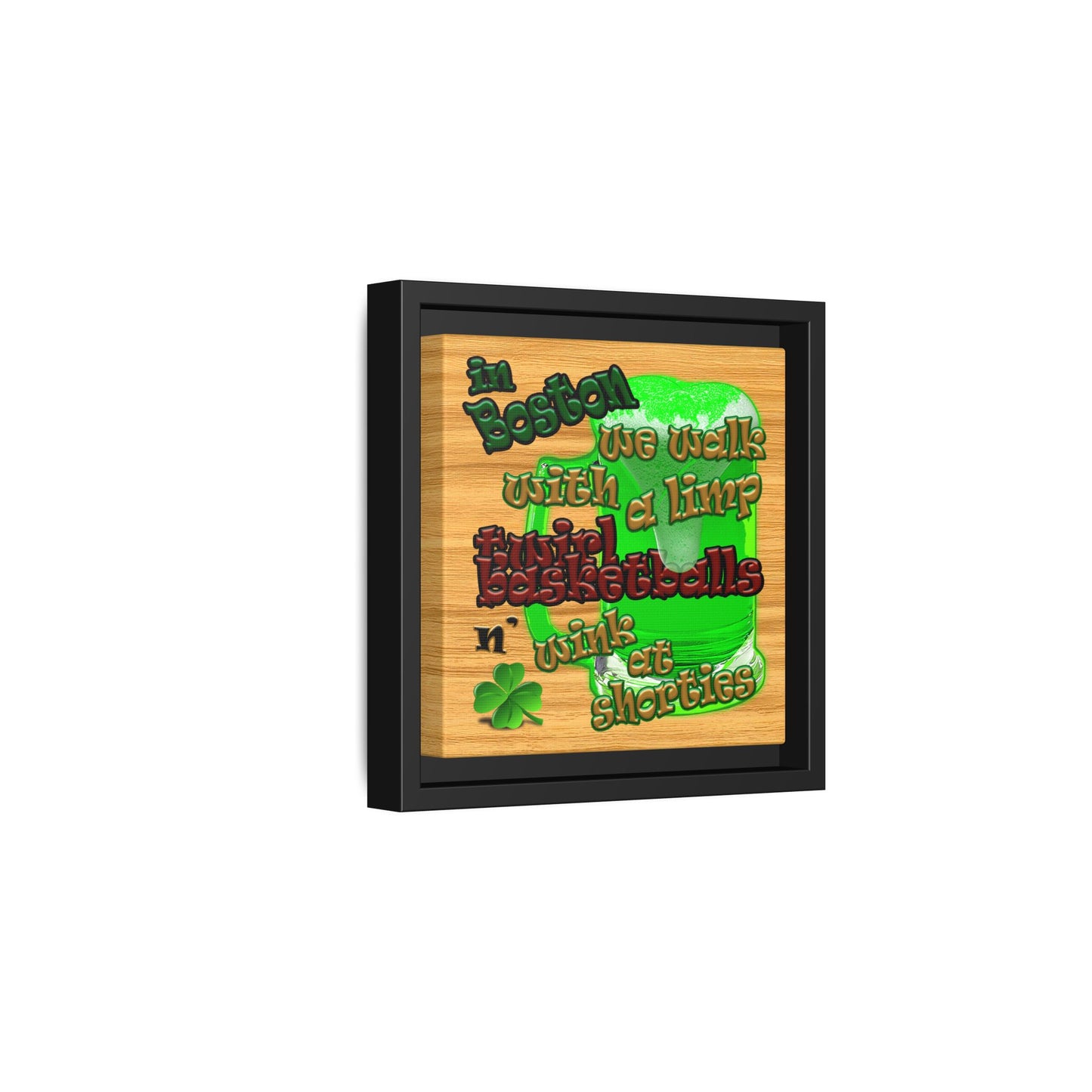 celtics logo - framed canvas art (butterscotch wood finish)