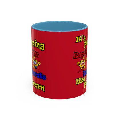 popping like popcorn - Accent Mug (dark red)