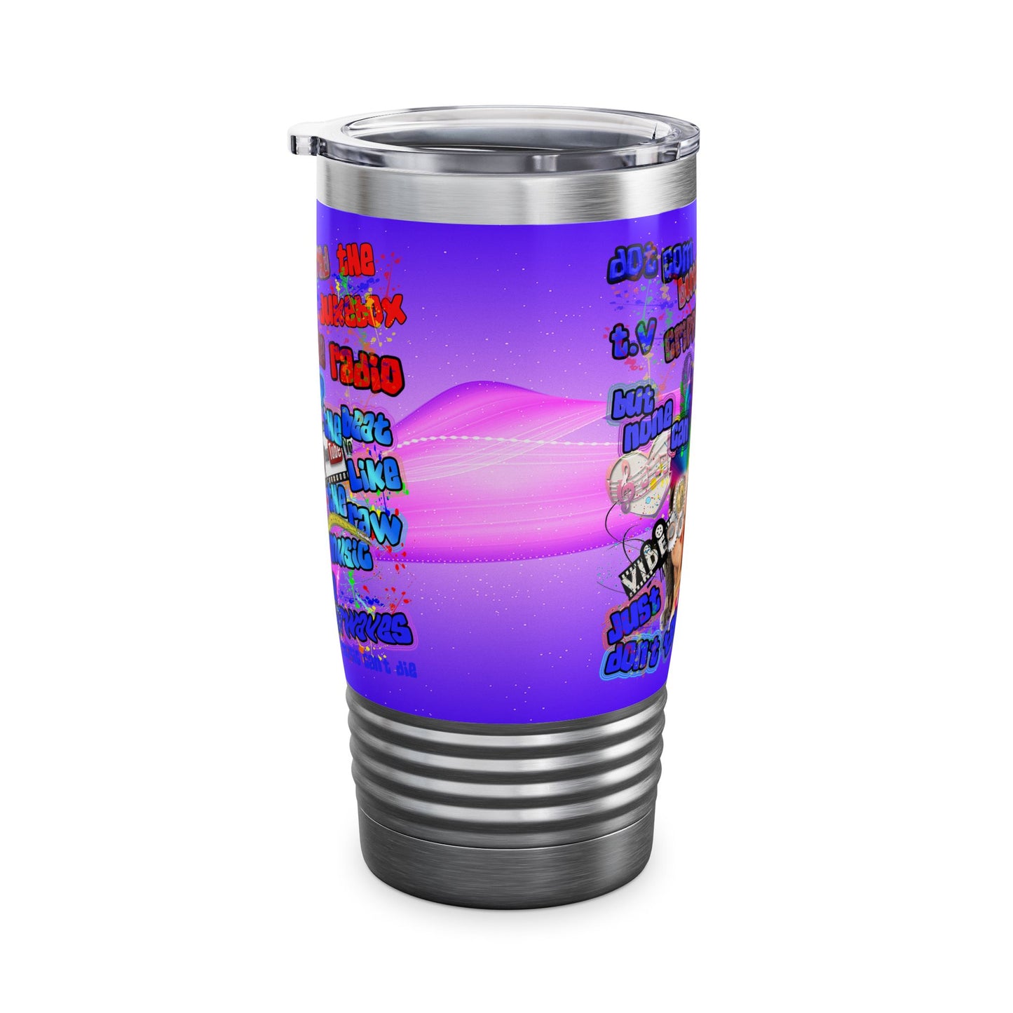 drop the beat - Ringneck Tumbler, 20oz  (purple-pink wave)