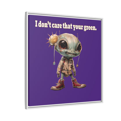 I don't care that your green - framed canvas art (purple)