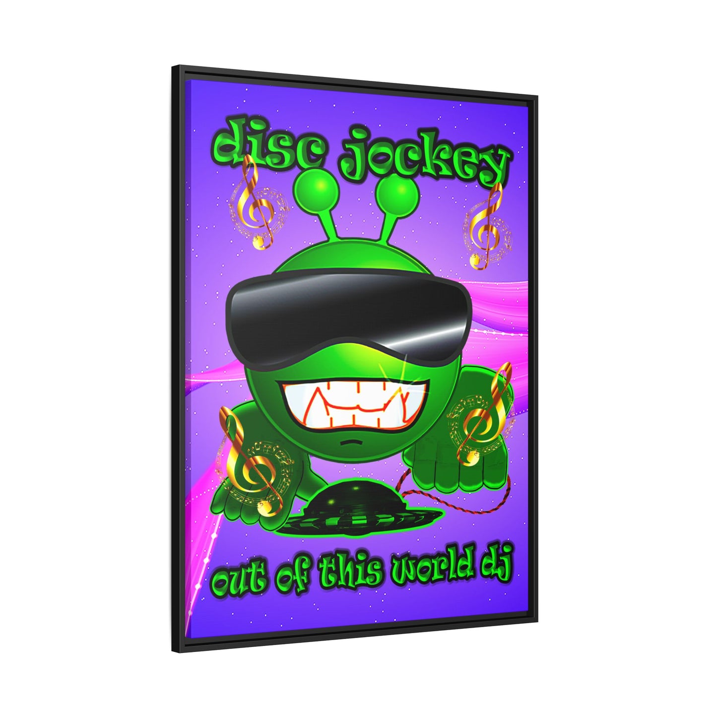 disc jockey - framed canvas art (purple-pink wave)