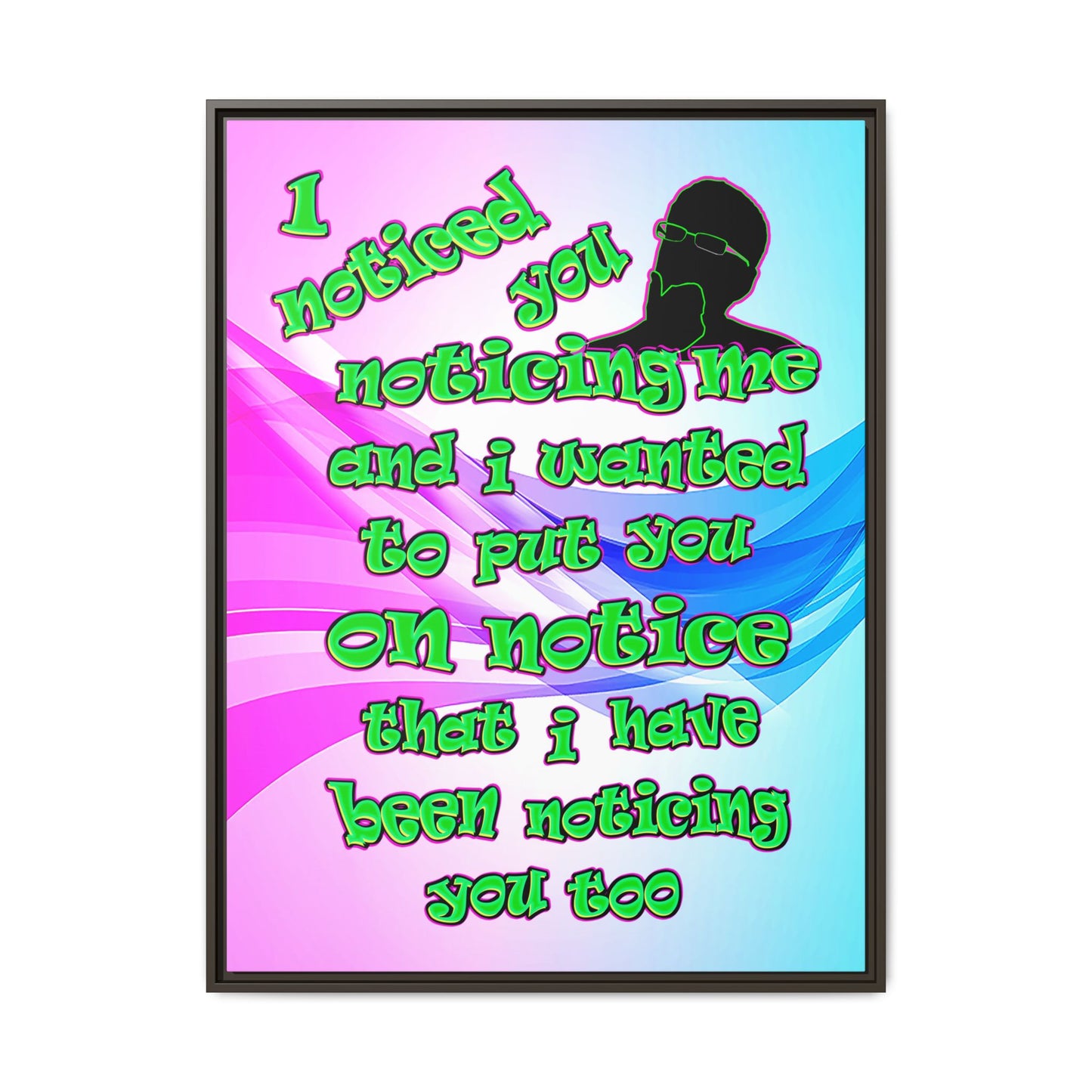 noticed you noticing - framed canvas art (light blue-pink wave)