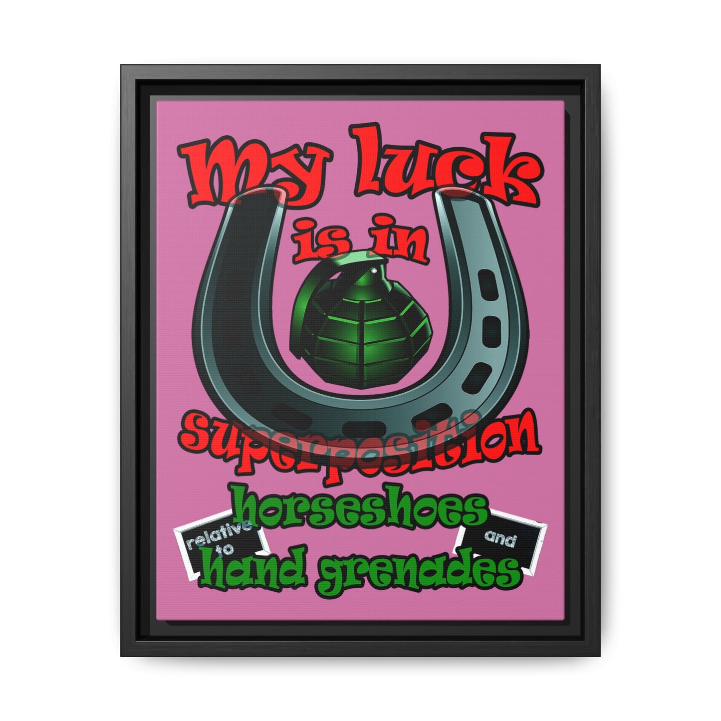my luck - framed canvas art (light pink)