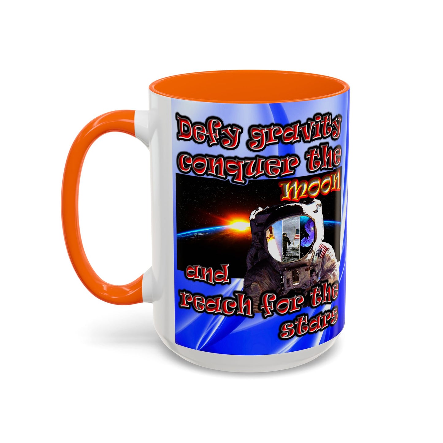 defy conquer reach - Accent Mug (blue-white wave)