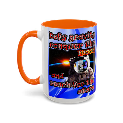 defy conquer reach - Accent Mug (blue-white wave)