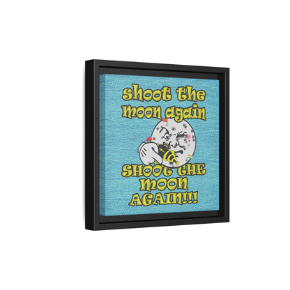 shoot the moon again - framed canvas art (faded blue)