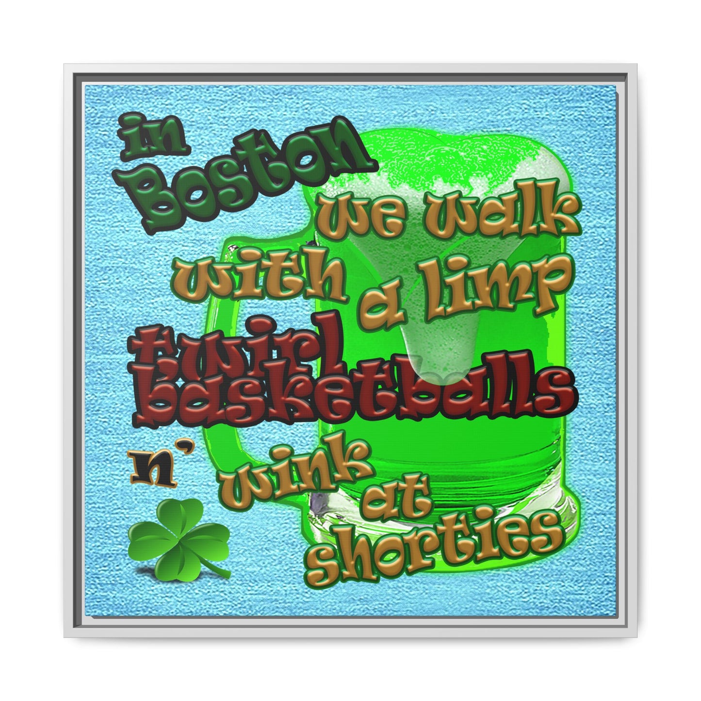 celtics logo - framed canvas art (faded blue)