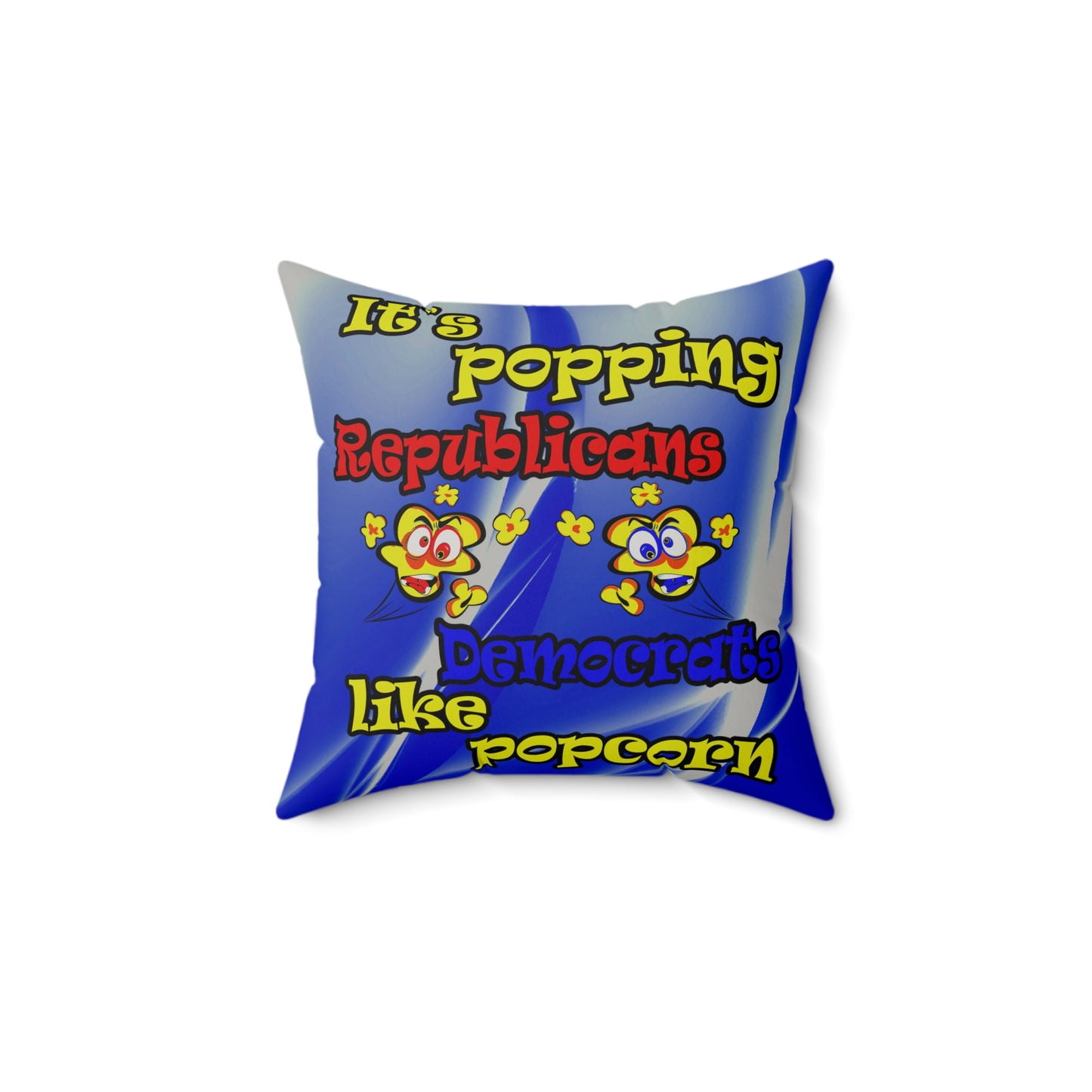 popping like popcorn - Faux Suede Square Pillow - (blue-white wave)