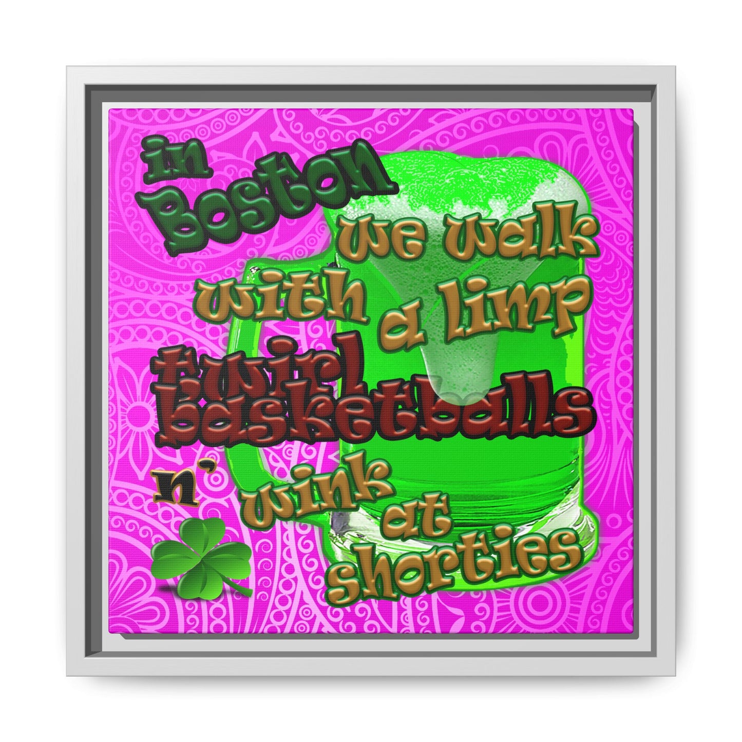 celtics logo - framed canvas art (pink swirl)