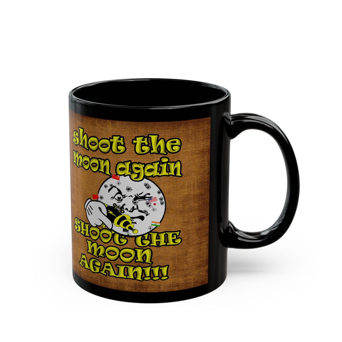 shoot the moon again - Black Mug (brown papyrus)