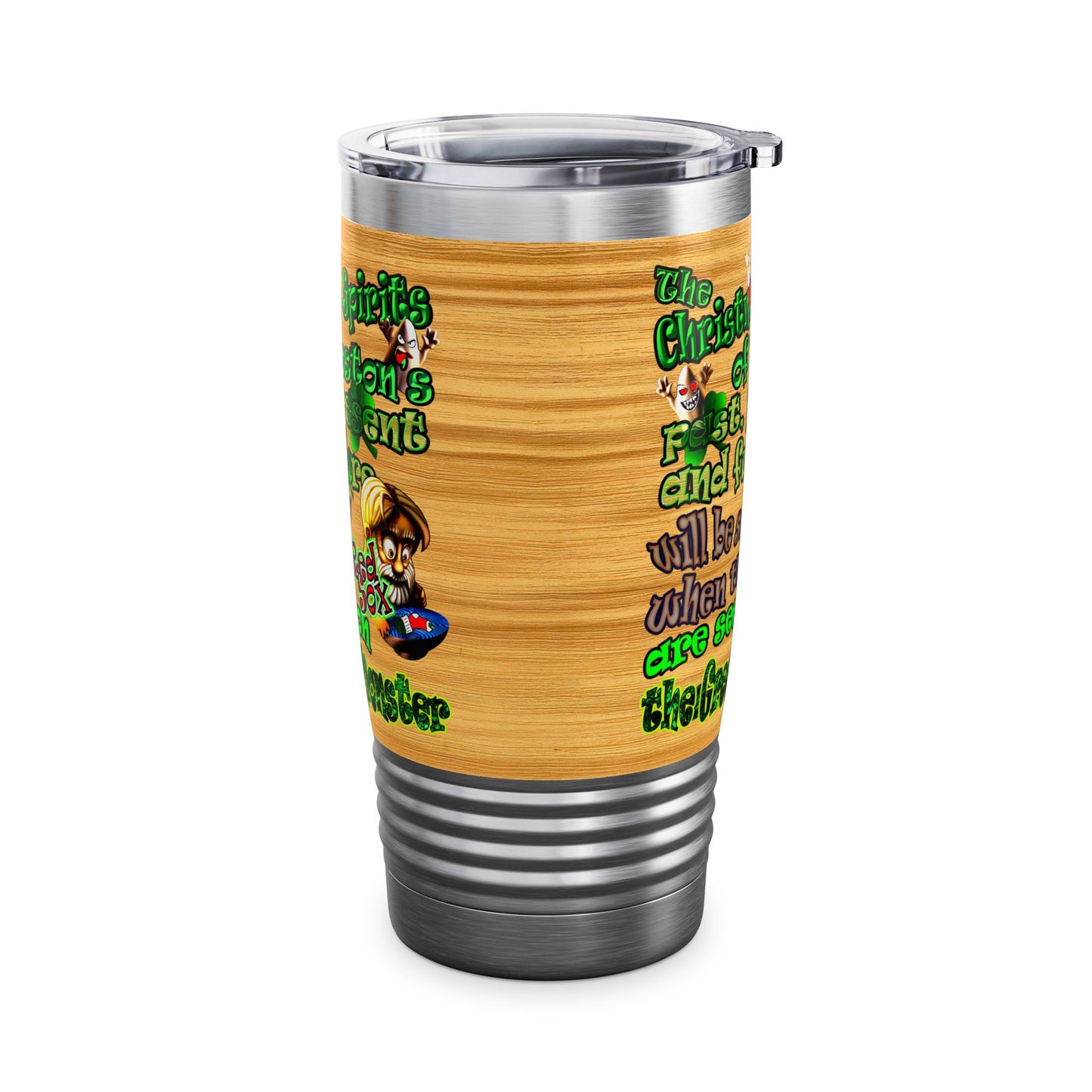 christmas spirits of boston - Ringneck Tumbler, 20oz (butterscotch wood finish)