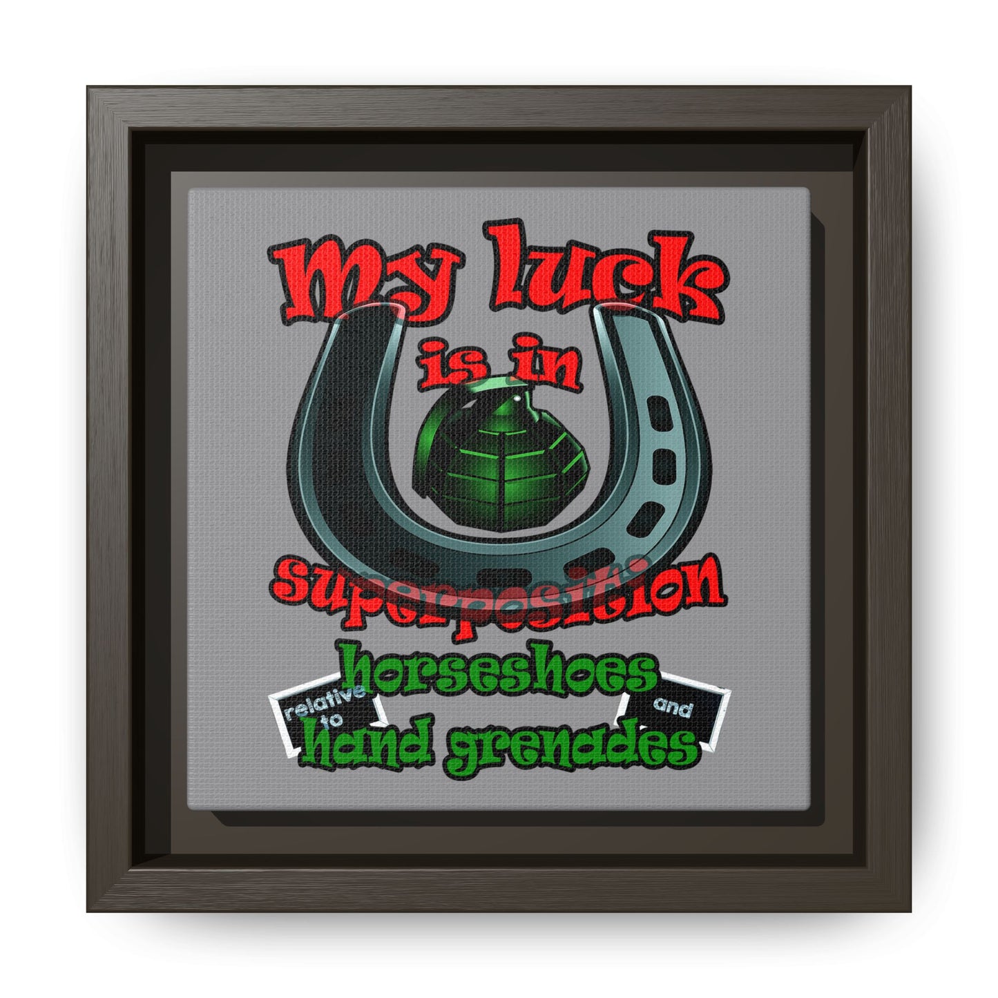 my luck - framed canvas art (grey)