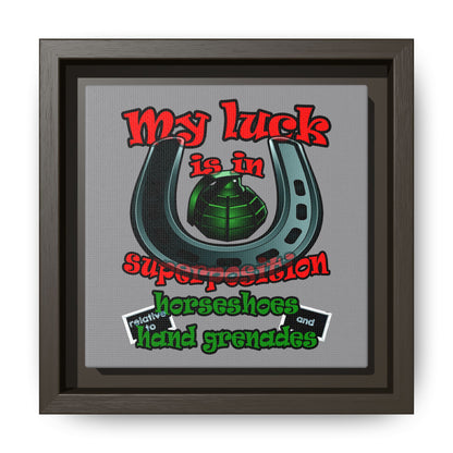 my luck - framed canvas art (grey)