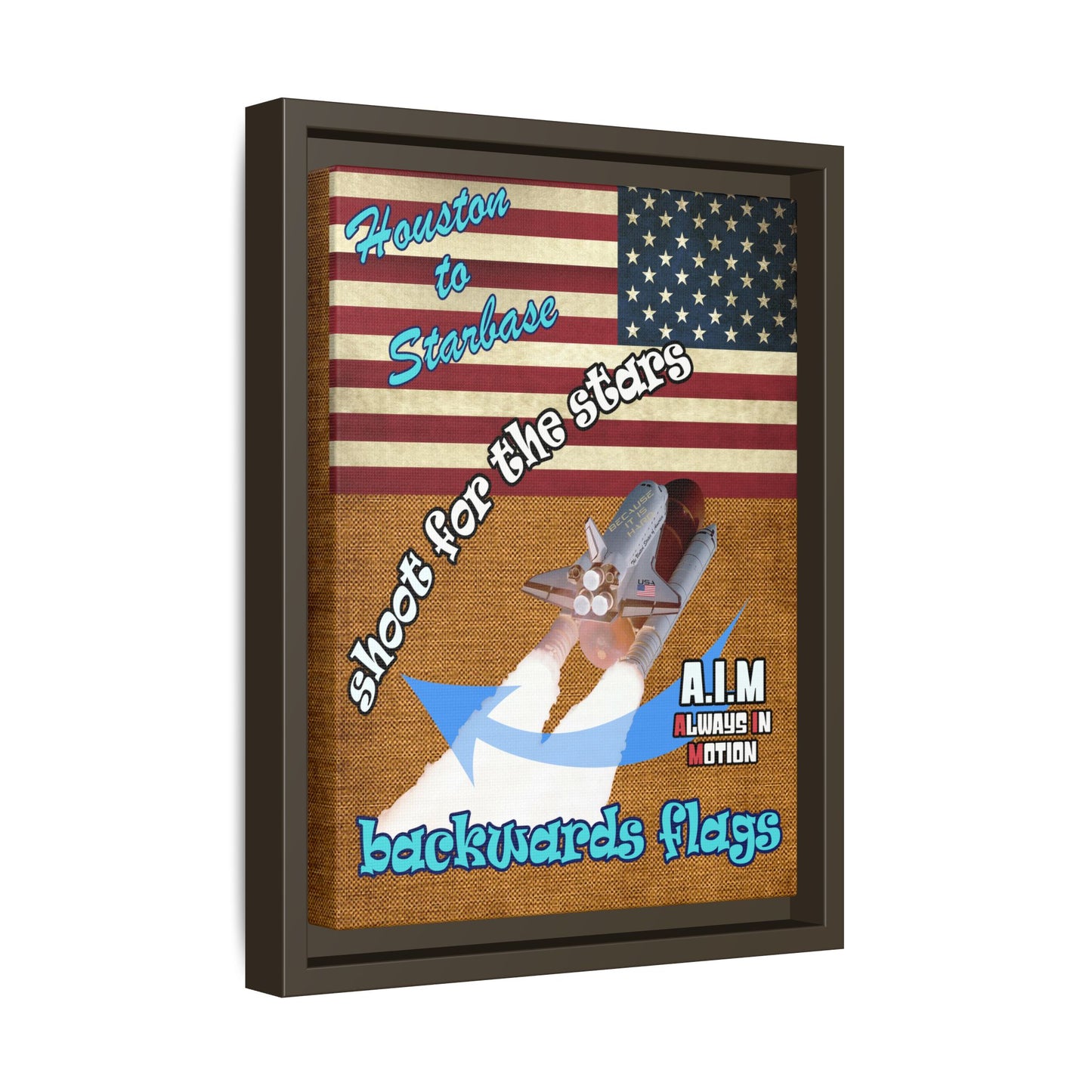 shoot for the stars - framed canvas art (brown papyrus)