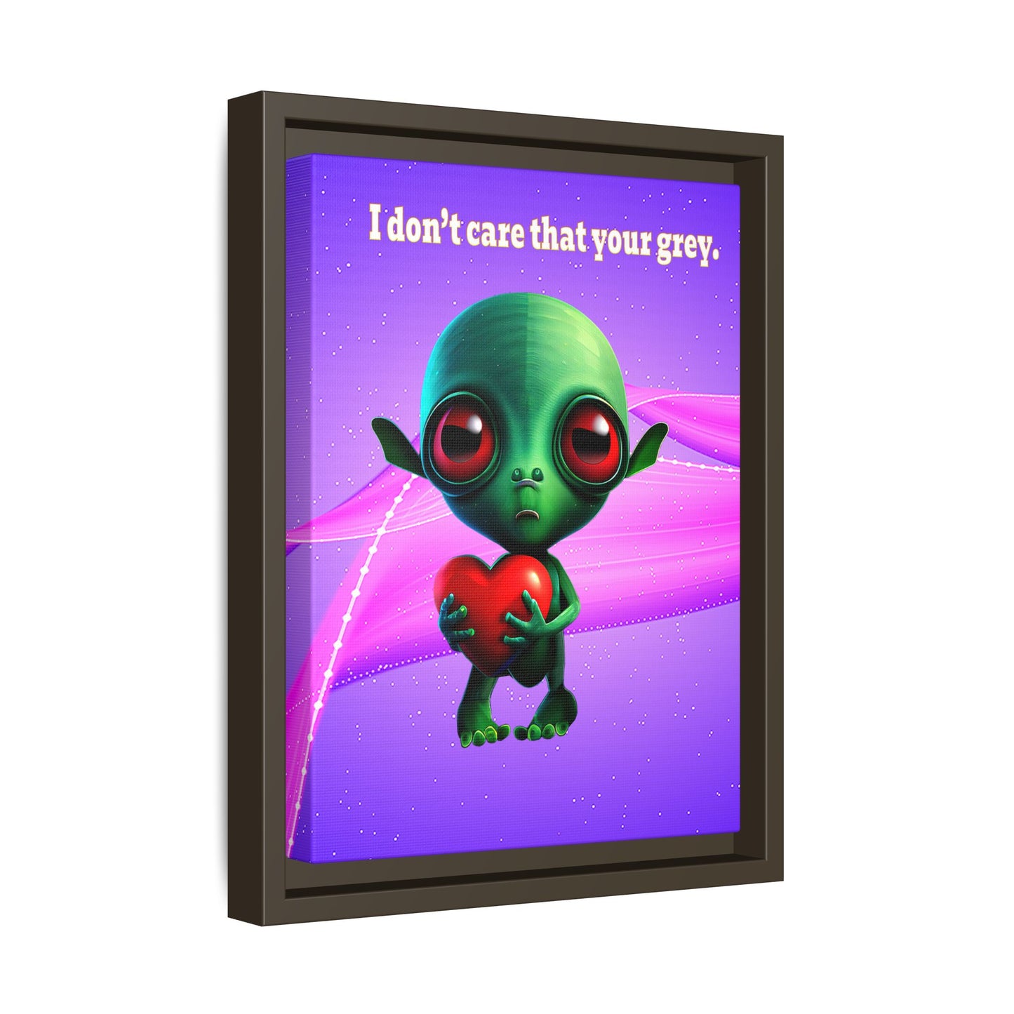 I don't care that your grey - framed canvas art (purple-pink wave)