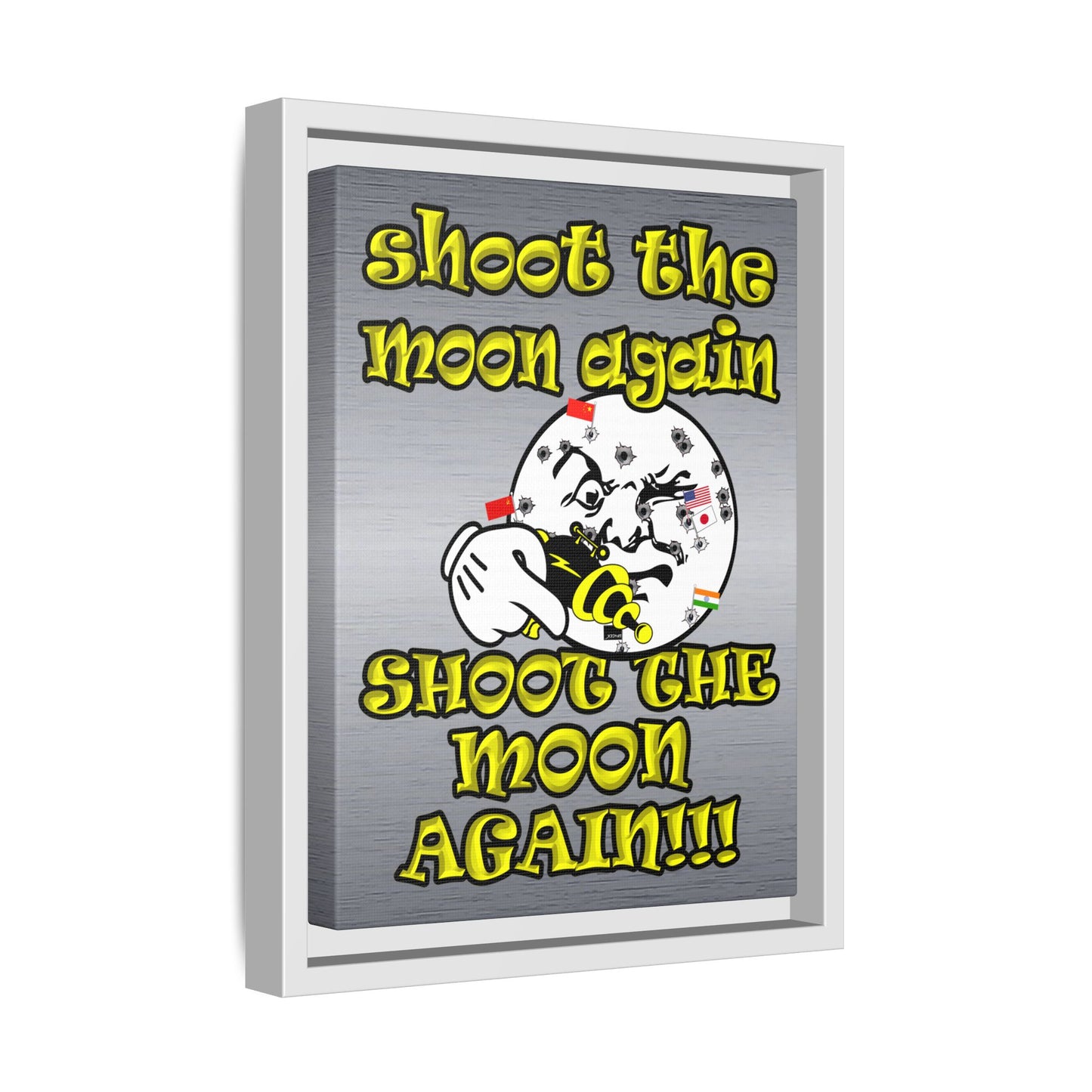 shoot the moon again - framed canvas art (brushed nickel)