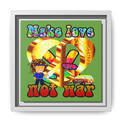 love peace - framed canvas art (green)