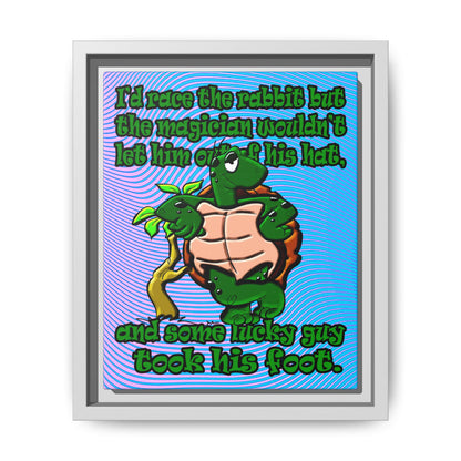 turtle race - framed canvas art (light blue-purple wave)