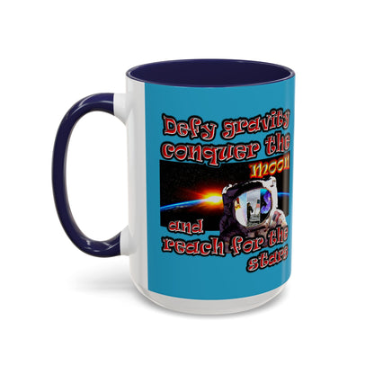 defy conquer reach - Accent Mug (turquoise)
