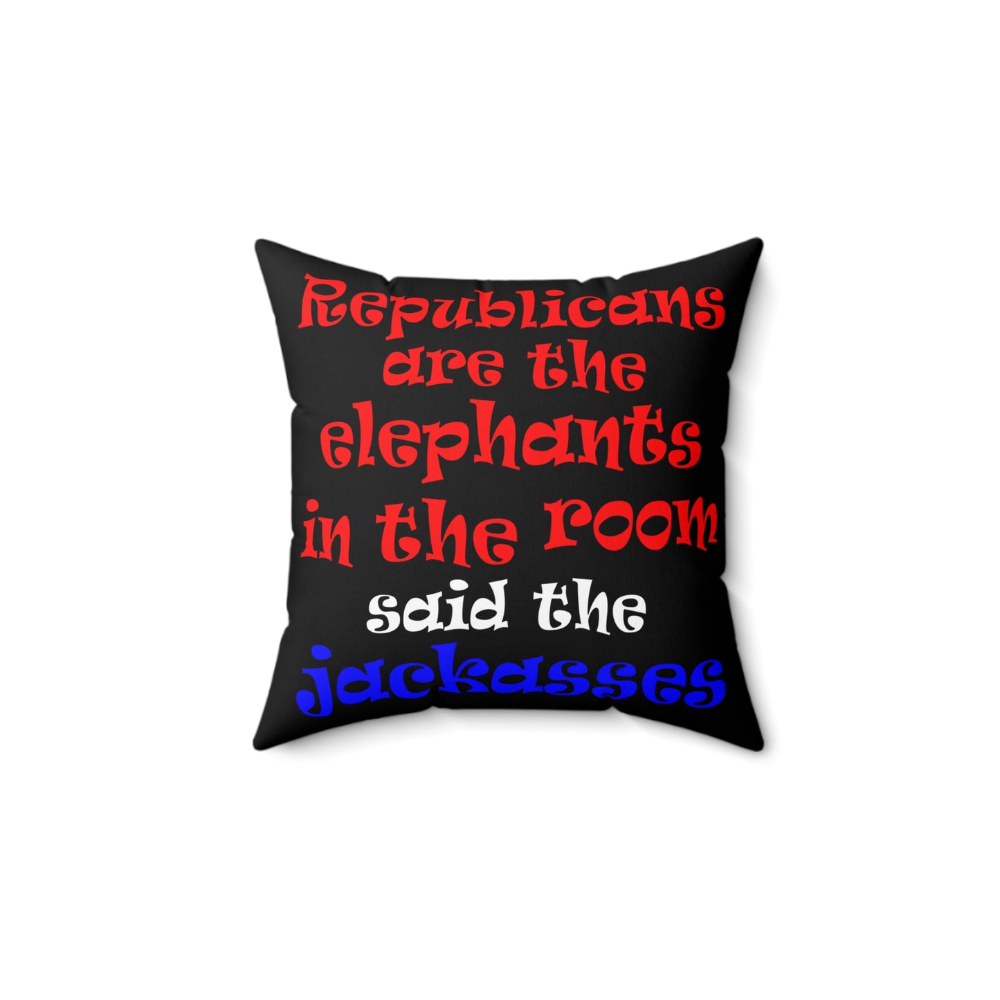 donkeys and elephants - Spun Polyester Square Pillow - (black)