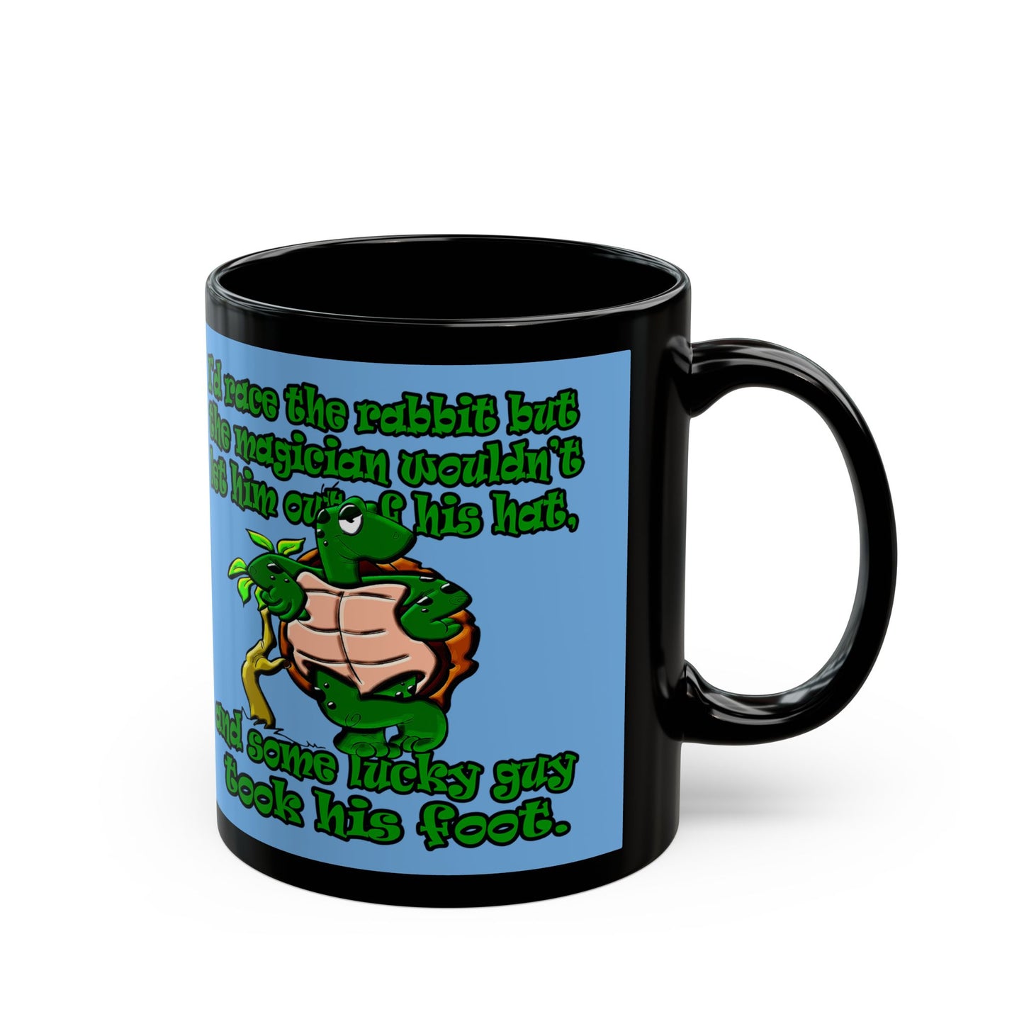 turtle race - Black Mug (light blue)