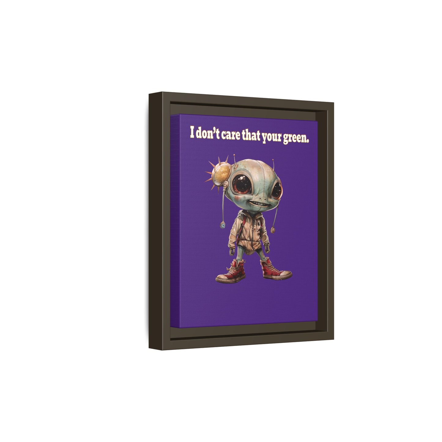 I don't care that your green - framed canvas art (purple)