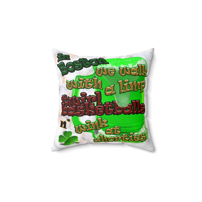 celtics logo - Spun Polyester Square Pillow - (white marble)