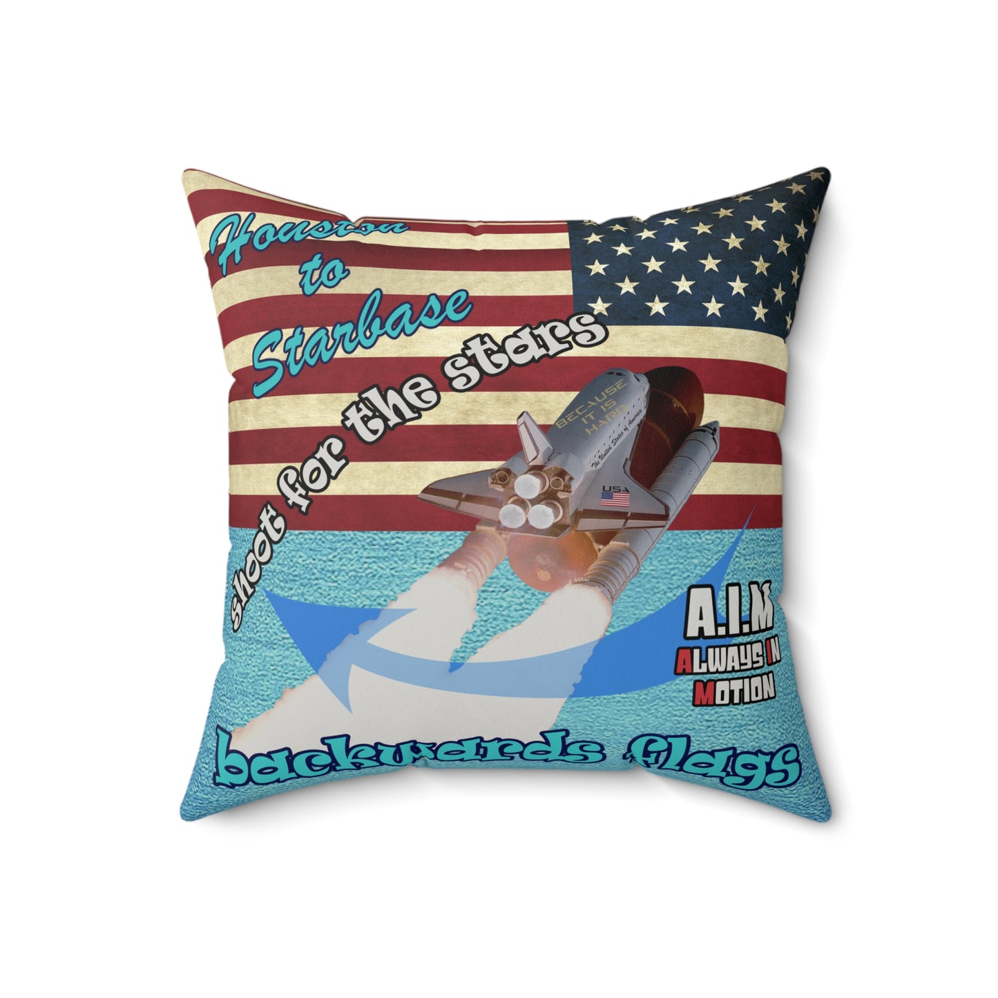 shoot for the stars - Faux Suede Square Pillow - (faded blue)