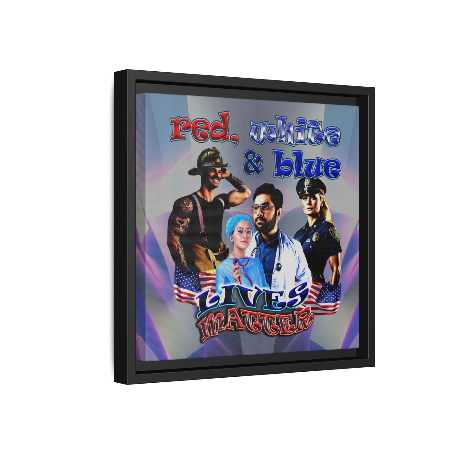 rw&b lives matter - framed canvas art (grey-pink wave)