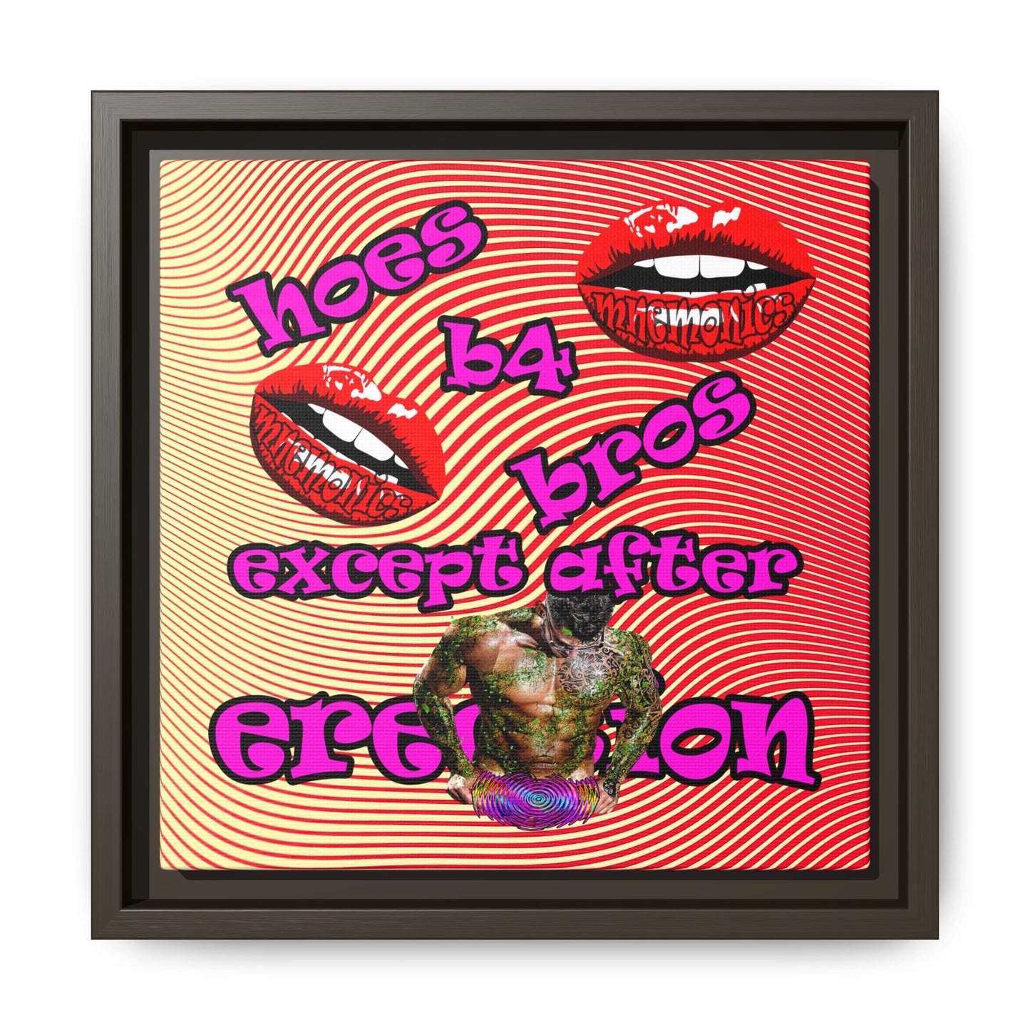hoes b4 bros - framed canvas art (yellow-orange wave)