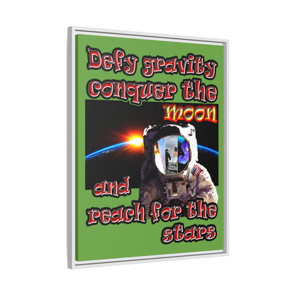 defy conquer reach - framed canvas art (green)