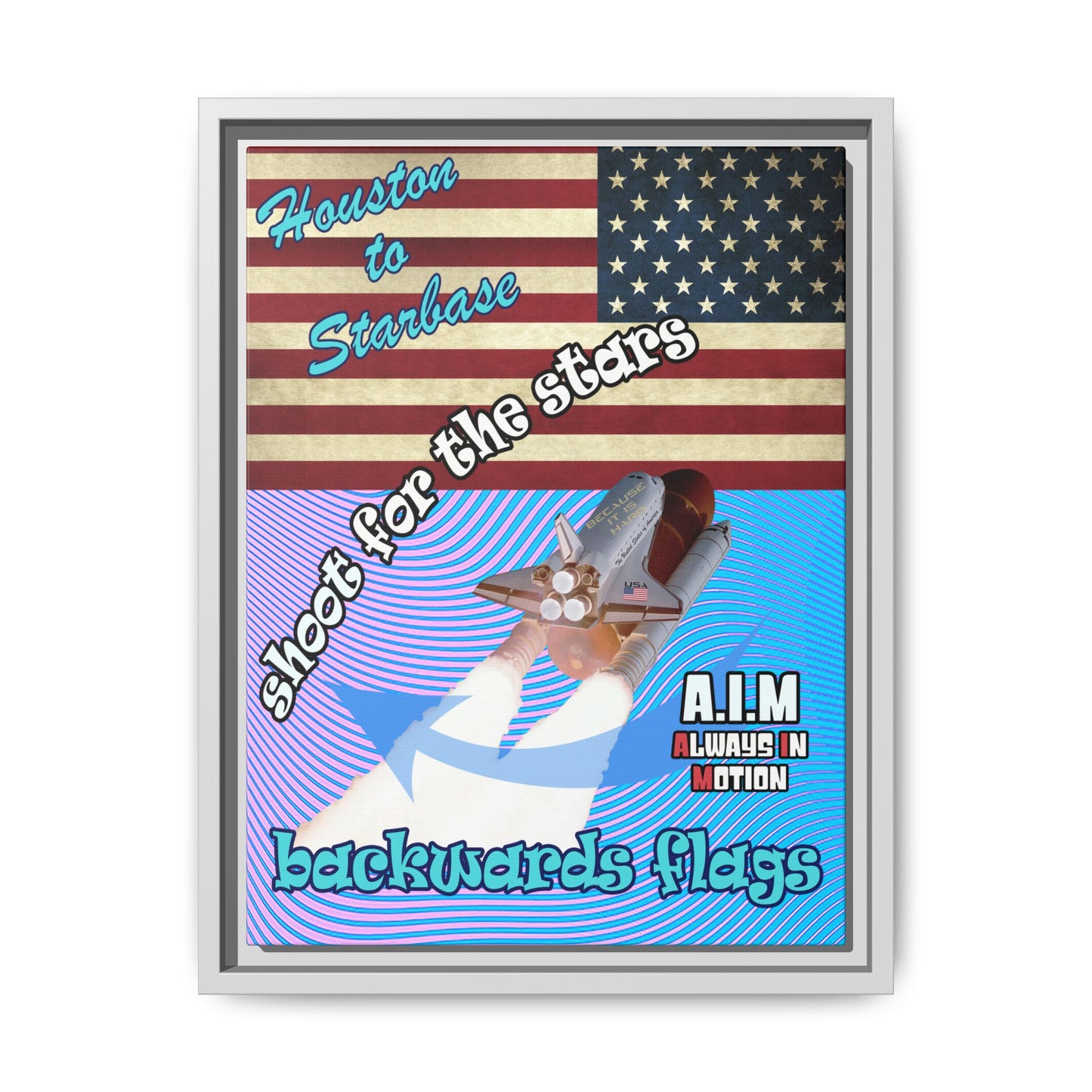 shoot for the stars - framed canvas art (light blue-purple wave)