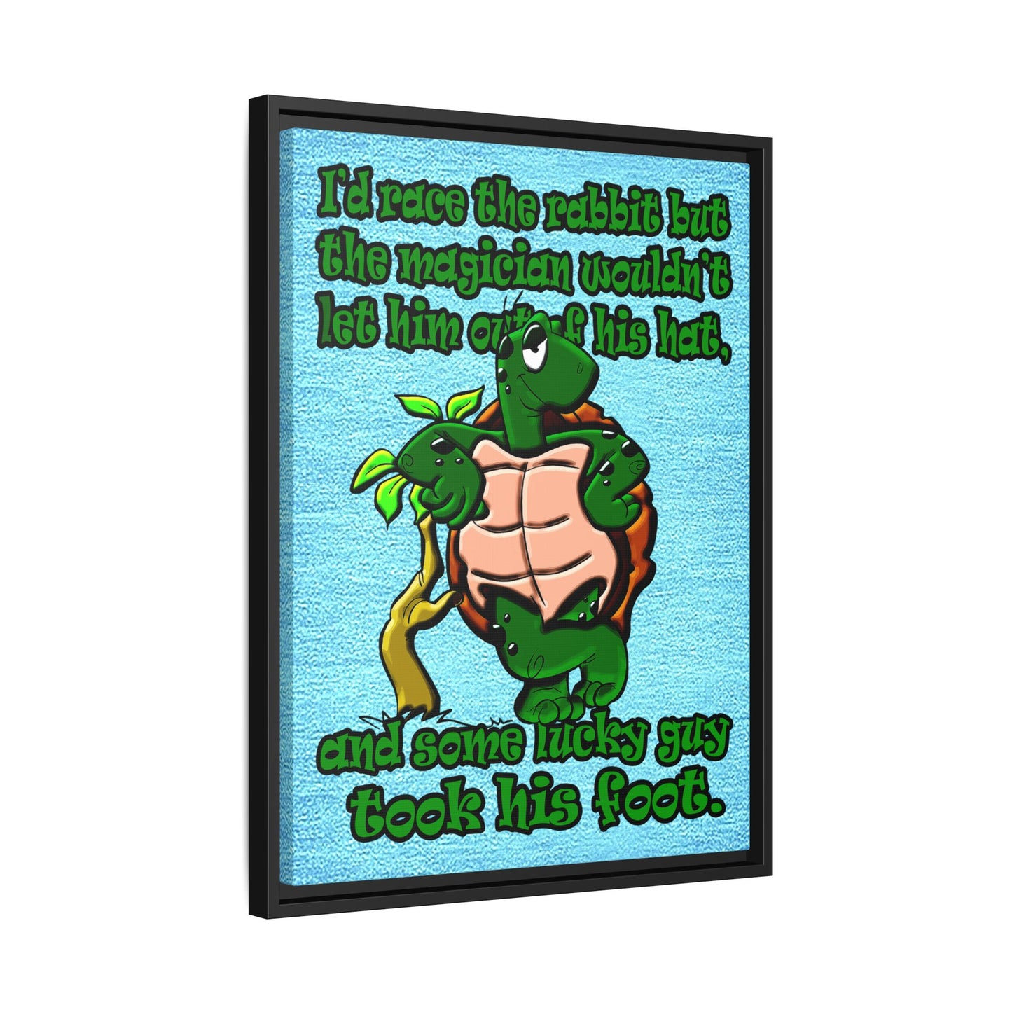turtle race - framed canvas art (faded blue)