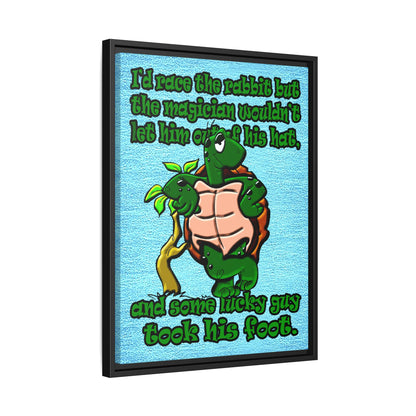 turtle race - framed canvas art (faded blue)