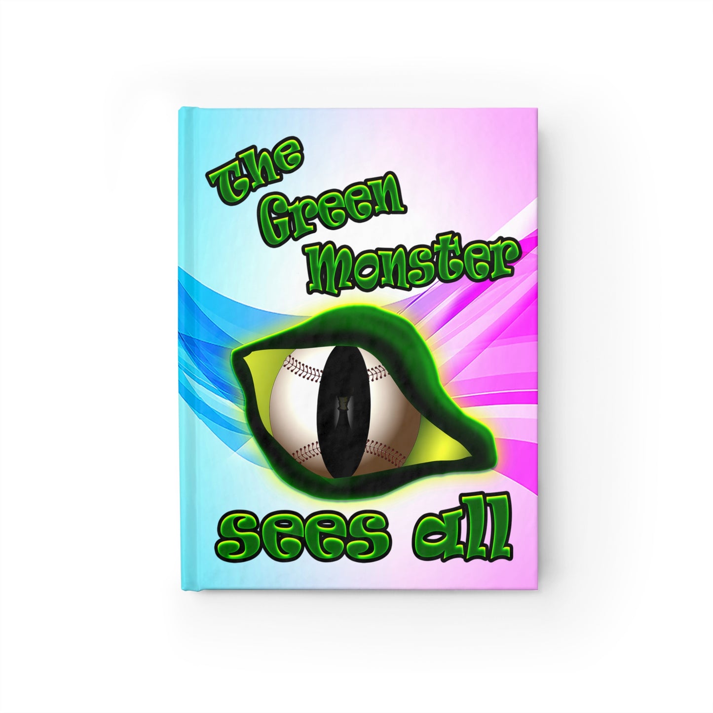 green monster - journal-lined (light blue-pink wave)