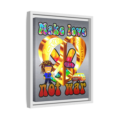 love peace - framed canvas art (brushed nickel)