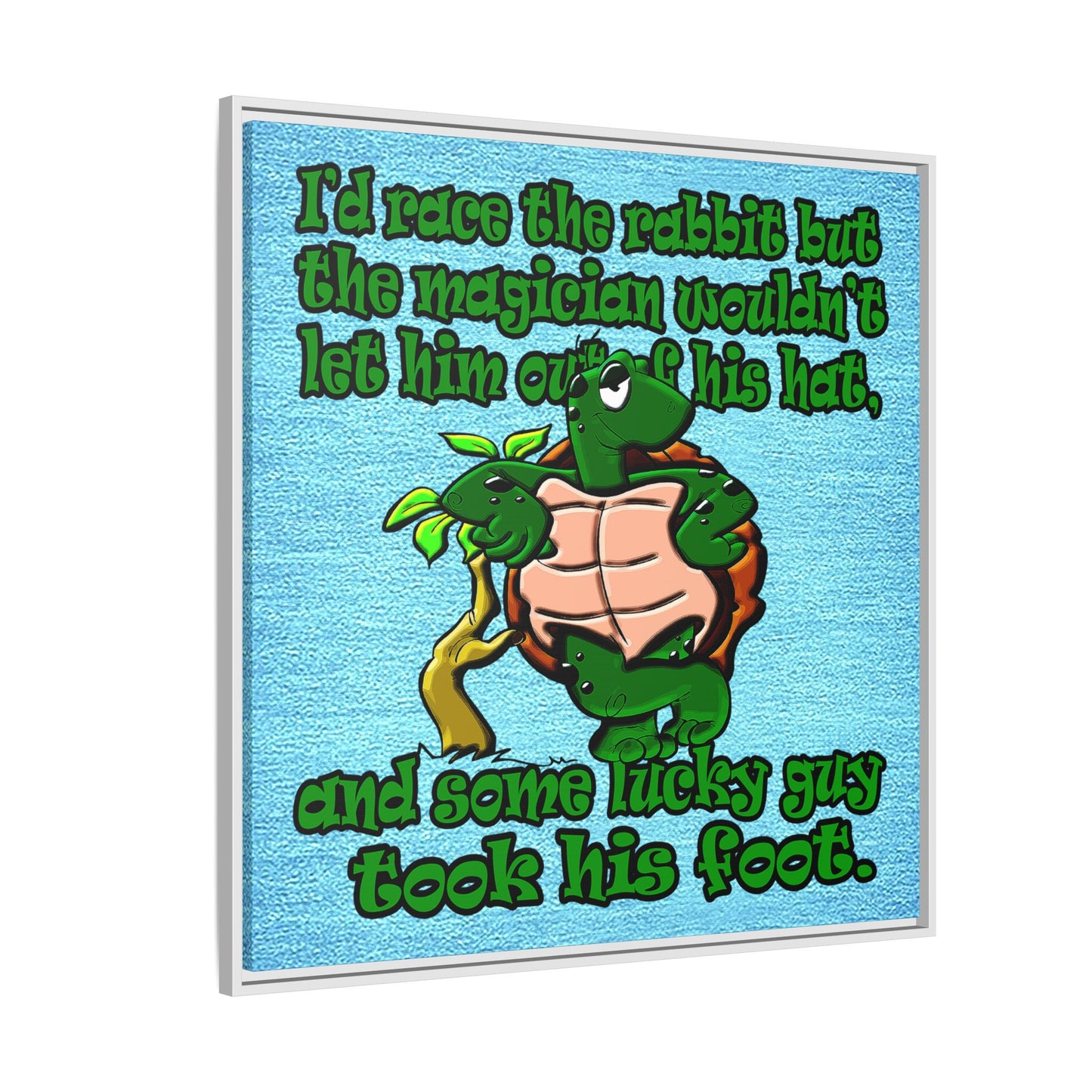 turtle race - framed canvas art (faded blue)