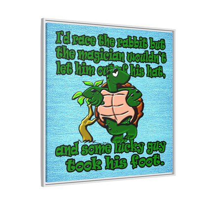 turtle race - framed canvas art (faded blue)
