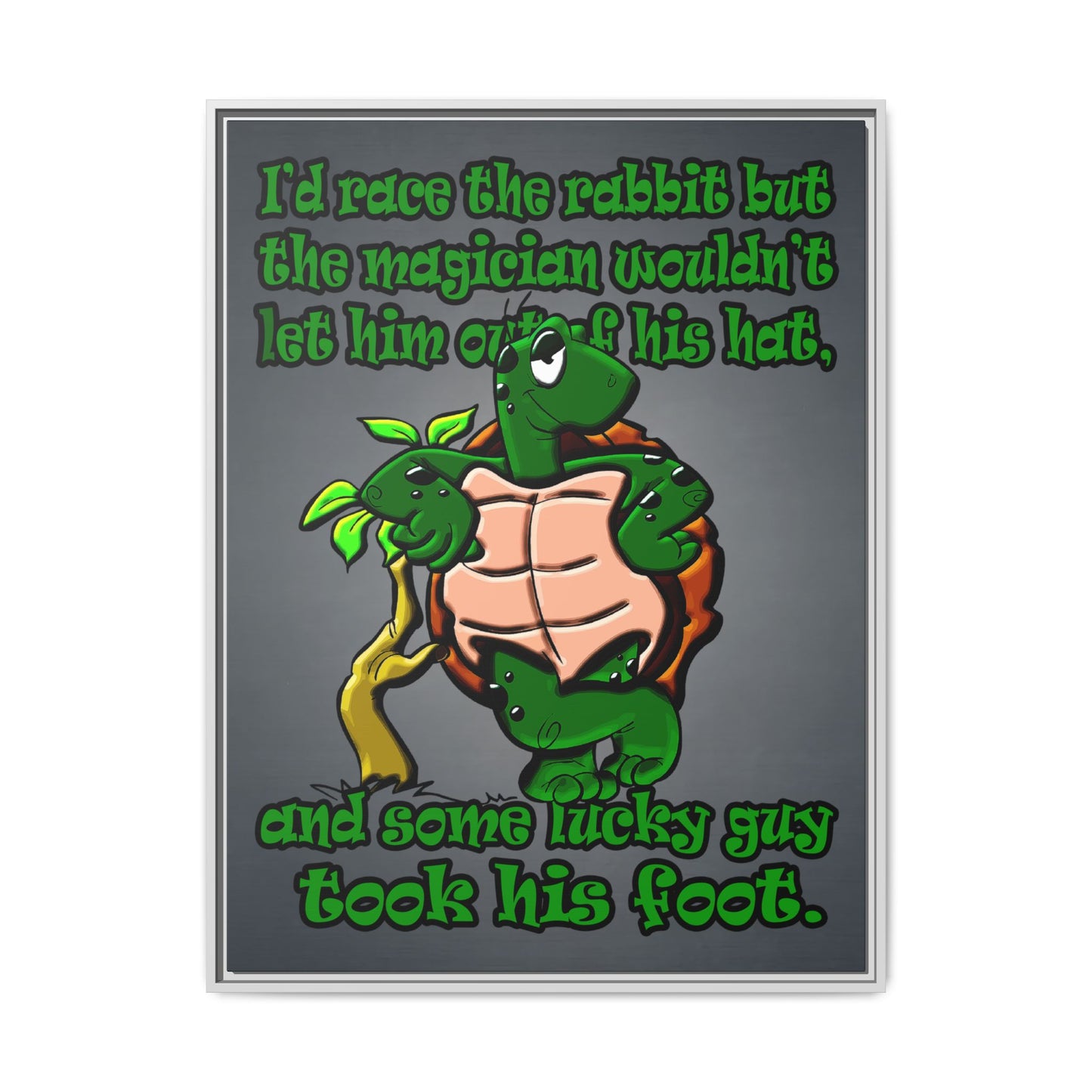 turtle race - framed canvas art (grey-light grey)