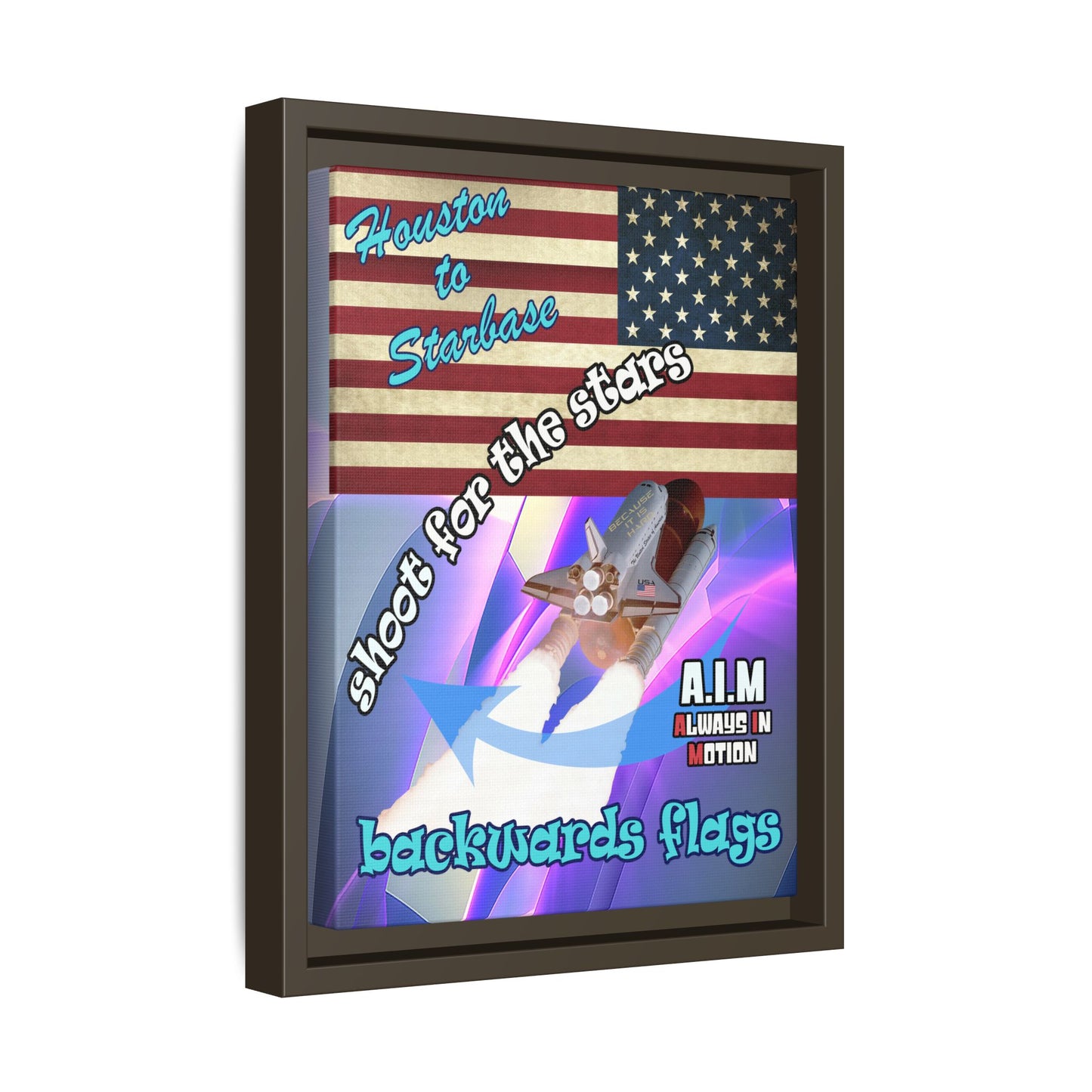 shoot for the stars - framed canvas art (grey-pink wave)