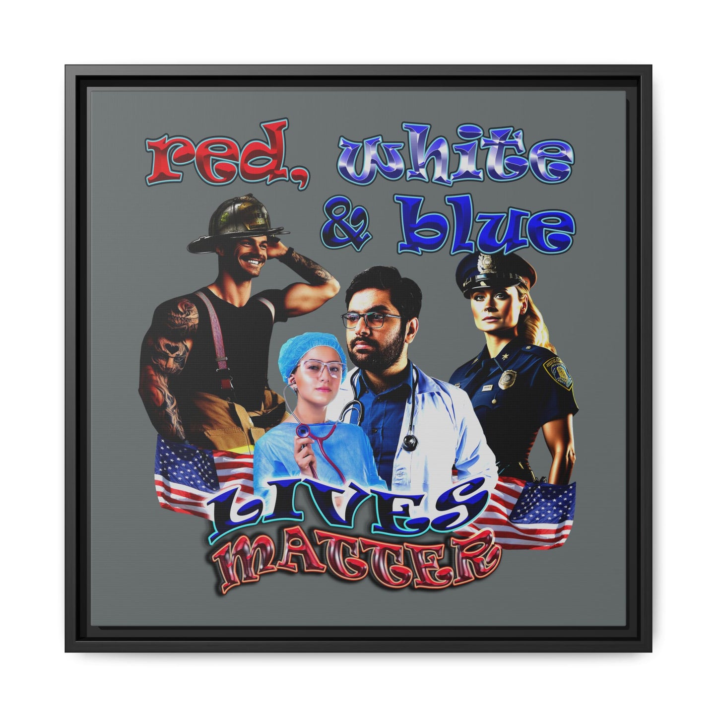 rw&b lives matter - framed canvas art (dark grey)