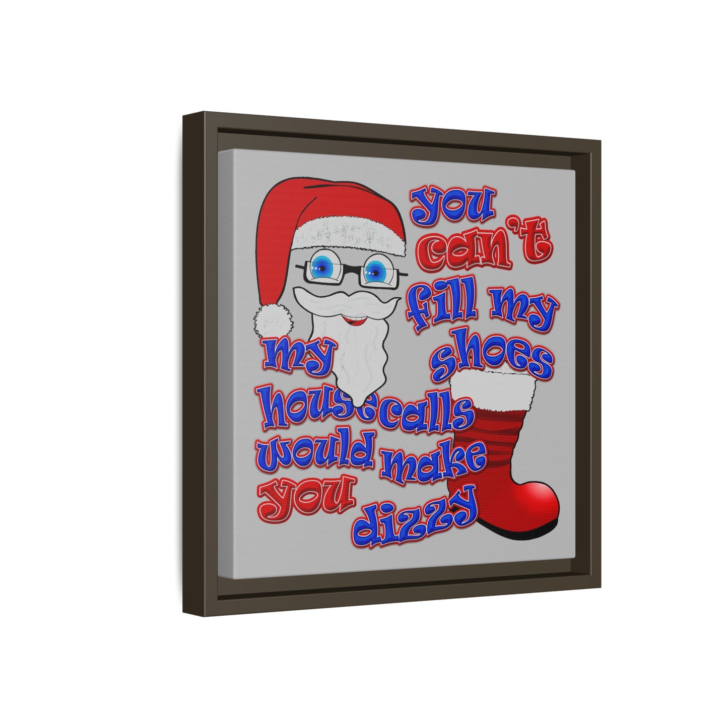 santa's shoes - framed canvas art (light grey)