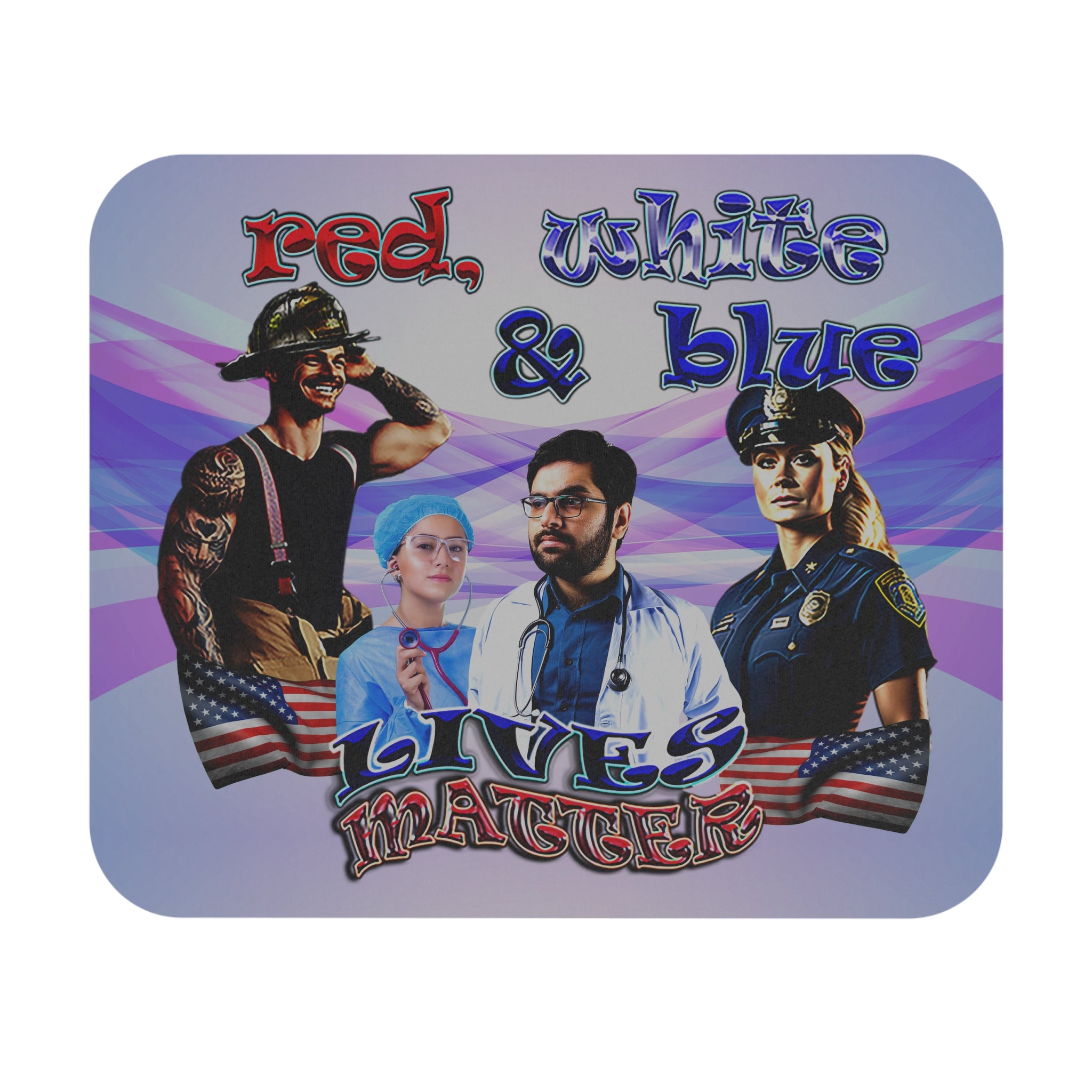 rw&b lives matter - Mouse Pad (Rectangle) (light blue-pink wave)