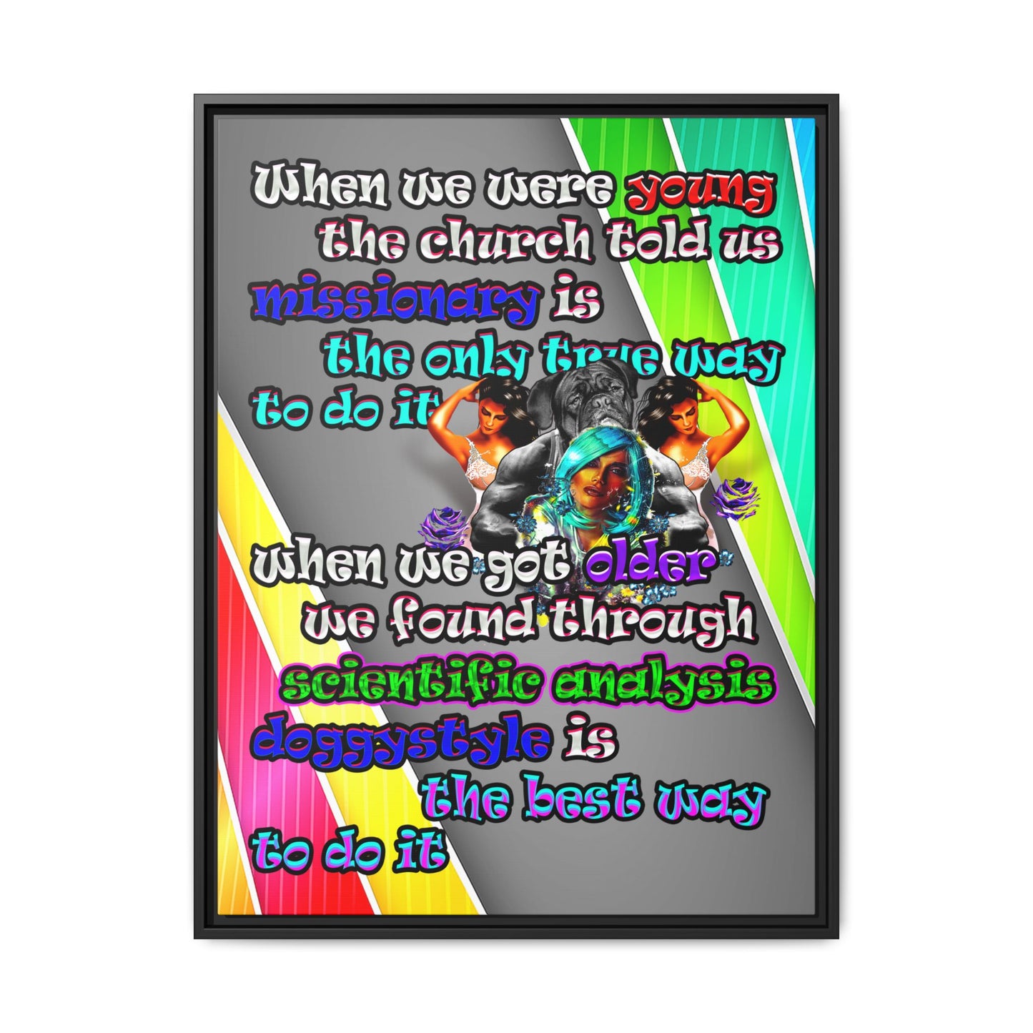 doggystyle - framed canvas art (rainbow split)
