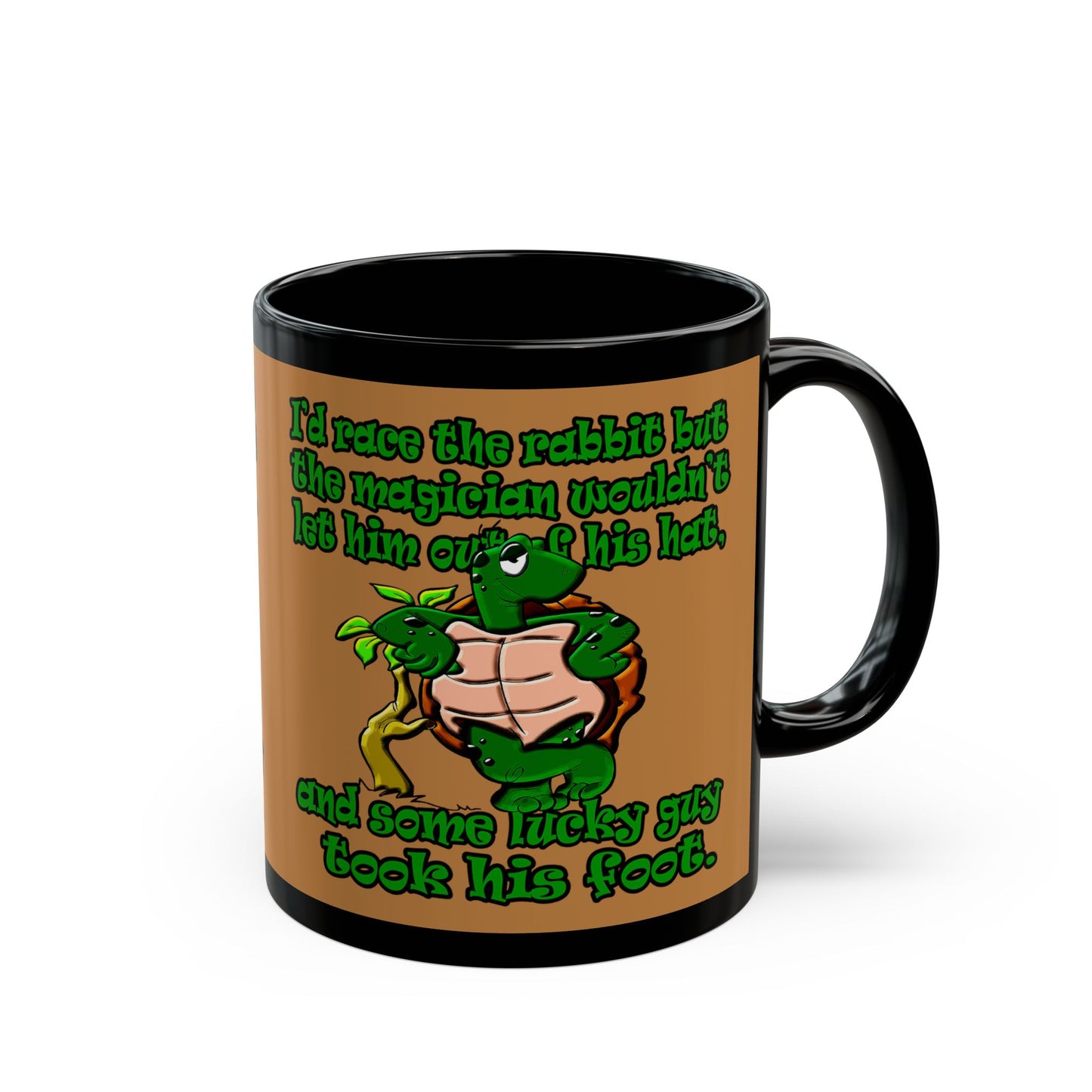 turtle race - Black Mug (light brown)